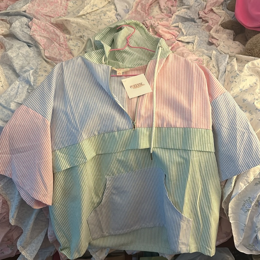 Striped Hoodie and Shorts Set